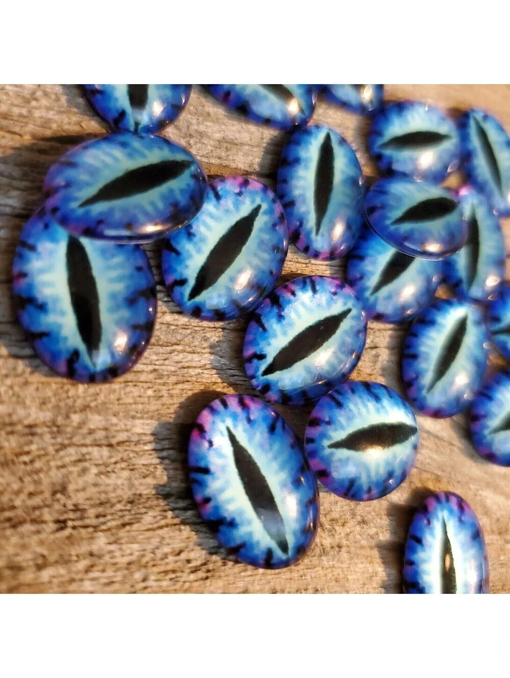 Dragon Eyes Black Blue Pink GoT Fan Glass Cabochons 18x13mm Oval 2 pcs